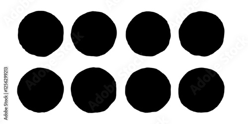 Set of circle with irregular shape. Hand-drawn doodle form with wavy lines. Vector isolated on white background