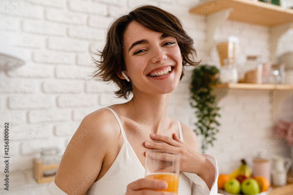 young pretty woman cooking at home, morning kitchen, healthy food young pretty woman cooking at home, morning kitchen, healthy food