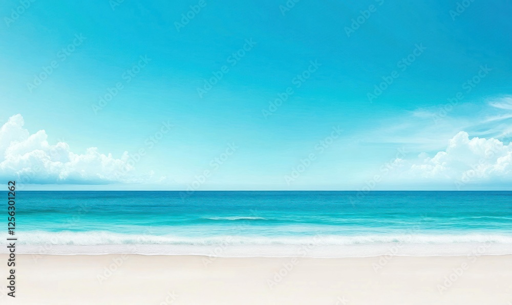Tranquil Beach with Clear Blue Water and Vibrant Sky Tranquil Beach with Clear Blue Water and Vibrant Sky