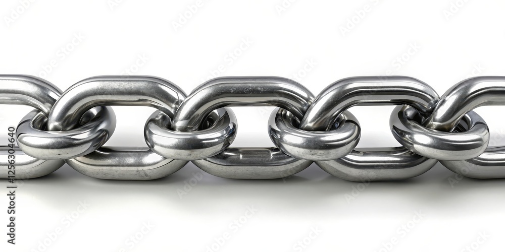 Fototapeta premium Metal Chain Links on White Background