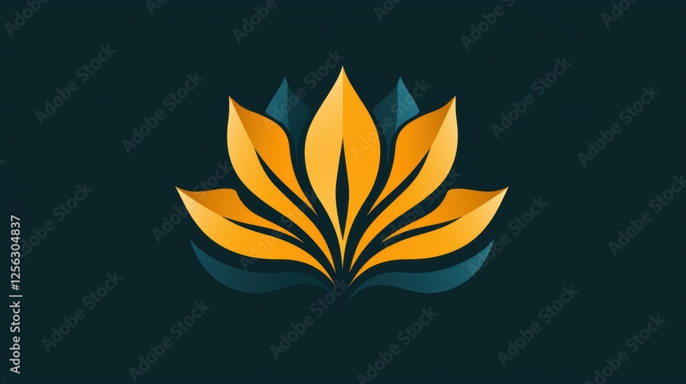 A stylized lotus flower design in warm colors on a dark background. A stylized lotus flower design in warm colors on a dark background.