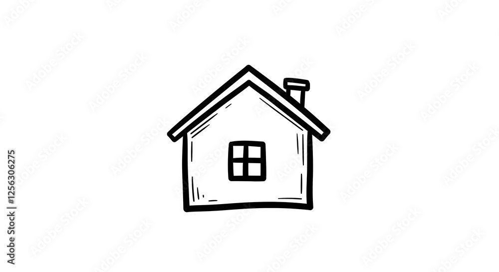 Simple House Drawing Isolated on White Background Real Estate Concept. Generative AI Simple House Drawing Isolated on White Background Real Estate Concept. Generative AI
