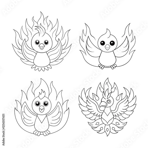 set of vector birds coloring book art