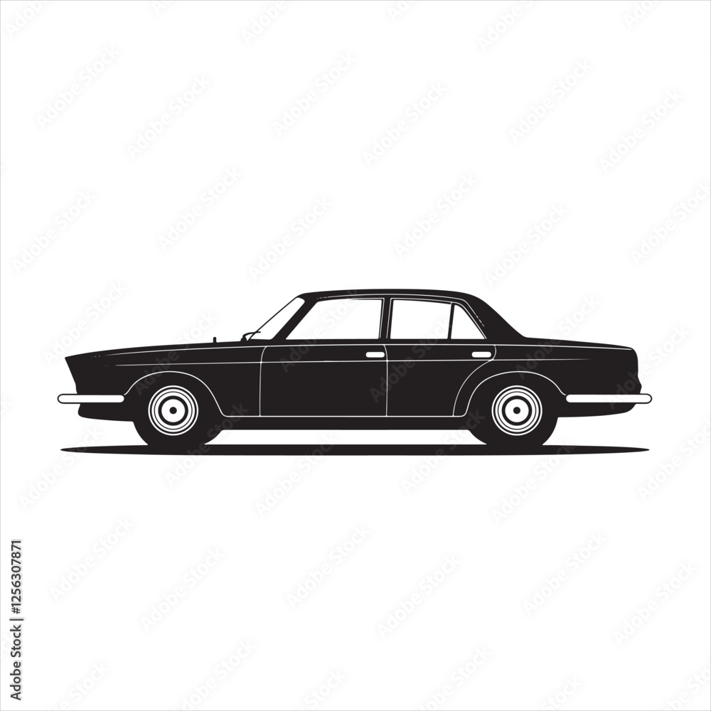 Naklejka premium Modern Car Silhouette in Flat Vector Style