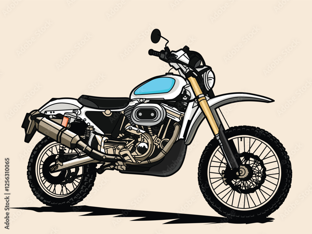 Fototapeta premium Adventure motorcycle illustration