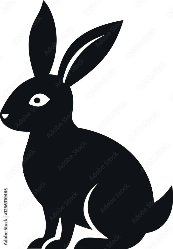 Fototapeta premium black rabbit silhouette, Bunny easter editable vector