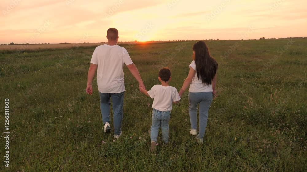 man woman child walking sunset holding hands, wild flowers, woman man child nature trip, family holiday, picnic in nature, view from back, people walking green meadow summer nature, group people field man woman child walking sunset holding hands, wild flowers, woman man child nature trip, family holiday, picnic in nature, view from back, people walking green meadow summer nature, group people field