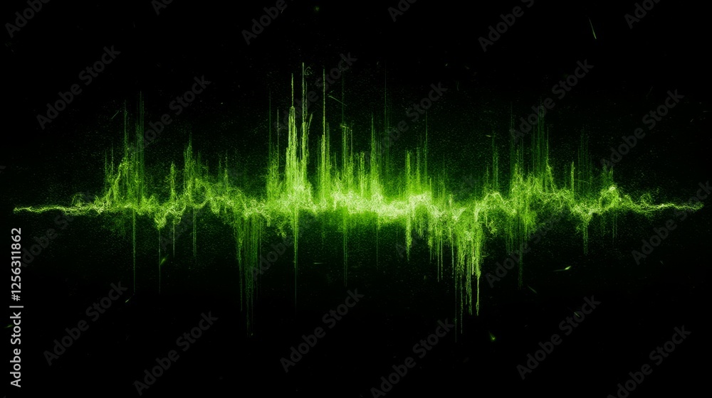 Green Abstract Sound Wave Pattern on Dark Background for Visual Design Green Abstract Sound Wave Pattern on Dark Background for Visual Design