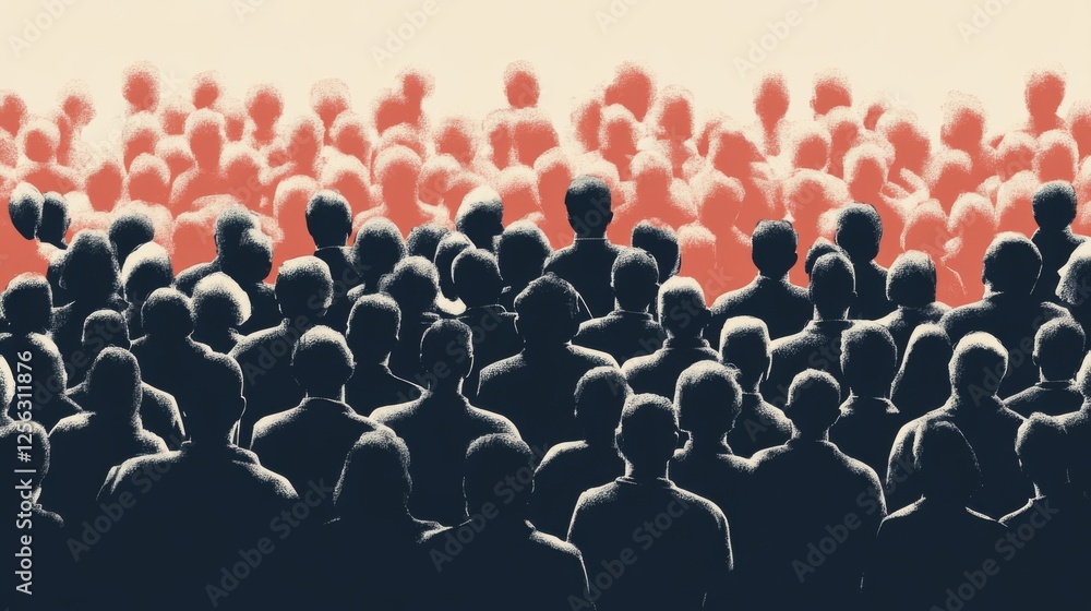 Obraz premium Diverse crowd gathering, event, public space, background light