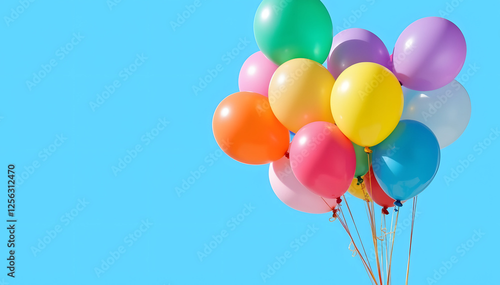 Colorful balloons against blue background Colorful balloons against blue background