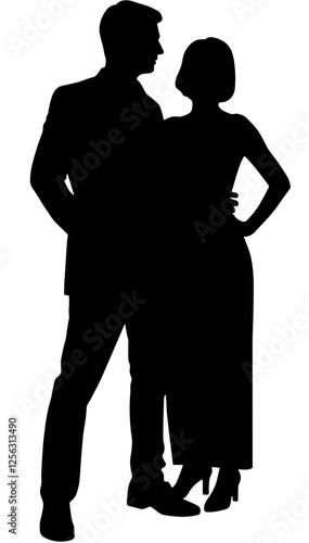 Silhouetted couple embracing in a romantic pose