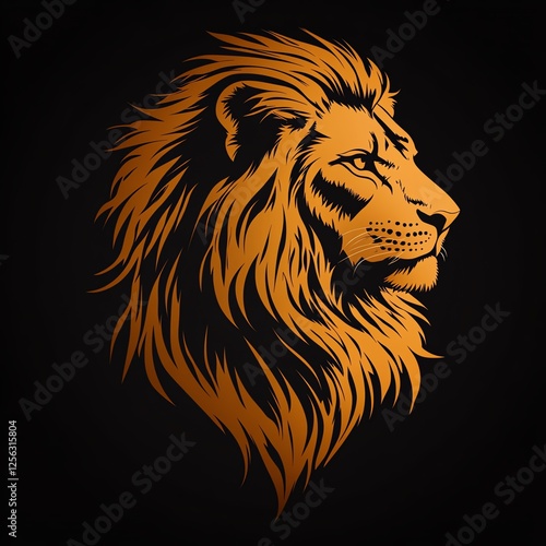 This striking illustration of a lion showcases its majestic features and fierce expression, perfect for wildlife themes, logos, or educational materials about nature and conservati photo