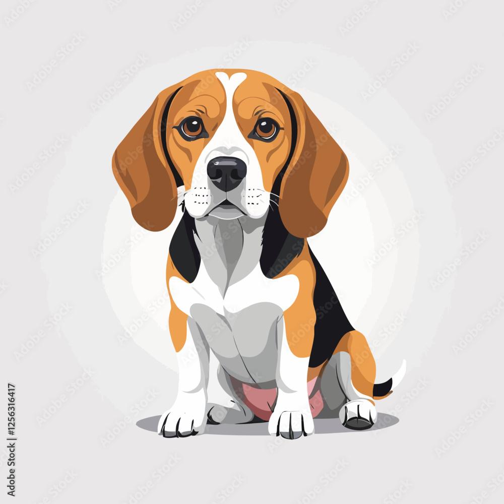 3D Beagle dog, white background, vector illustration.
3D Beagle dog, white background, vector illustration.