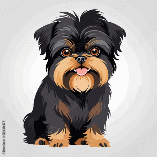 	
3D Affenpinscher dog, white background, vector illustration.	
