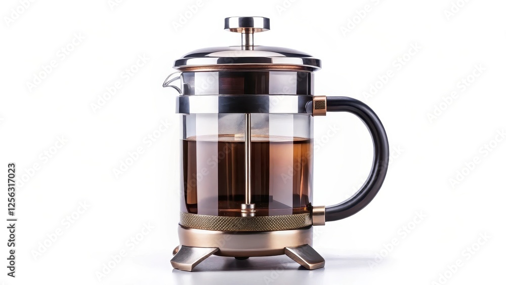 French Press Coffee Maker on White Background French Press Coffee Maker on White Background