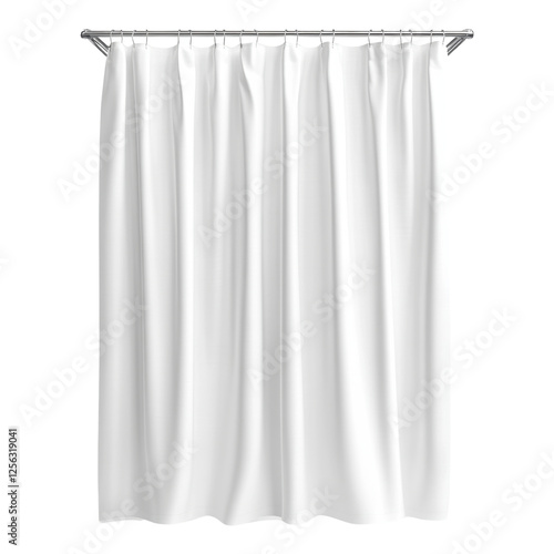 Elegant White Shower Curtain for Any Bathroom on white background