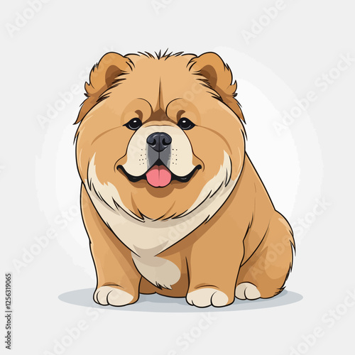 3D Chow Chow dog, white background, vector illustration.	
