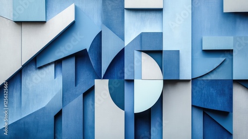 Blue geometric shapes in an abstract technology background, blue, geometric, shapes, abstract, technology, background