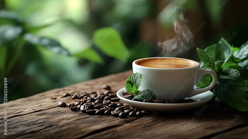 Aromatic Essence: A Close-Up View of Steaming Coffee and Its Rich Dark Roast Aroma in a Rustic Setting Aromatic Essence: A Close-Up View of Steaming Coffee and Its Rich Dark Roast Aroma in a Rustic Setting