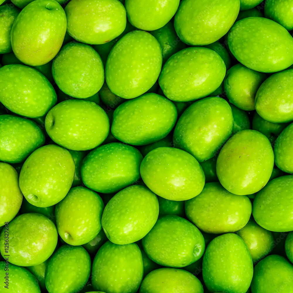 Food background of Fresh Harvested Green Olive for olive oil production pattern texture. Raw fruit for olive oil. Green backdrop of autumn season olive crop Food background of Fresh Harvested Green Olive for olive oil production pattern texture. Raw fruit for olive oil. Green backdrop of autumn season olive crop