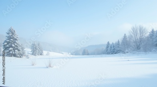 Wallpaper Mural Serene Winter Landscape with Snow-Covered Trees and Shimmering Light Torontodigital.ca