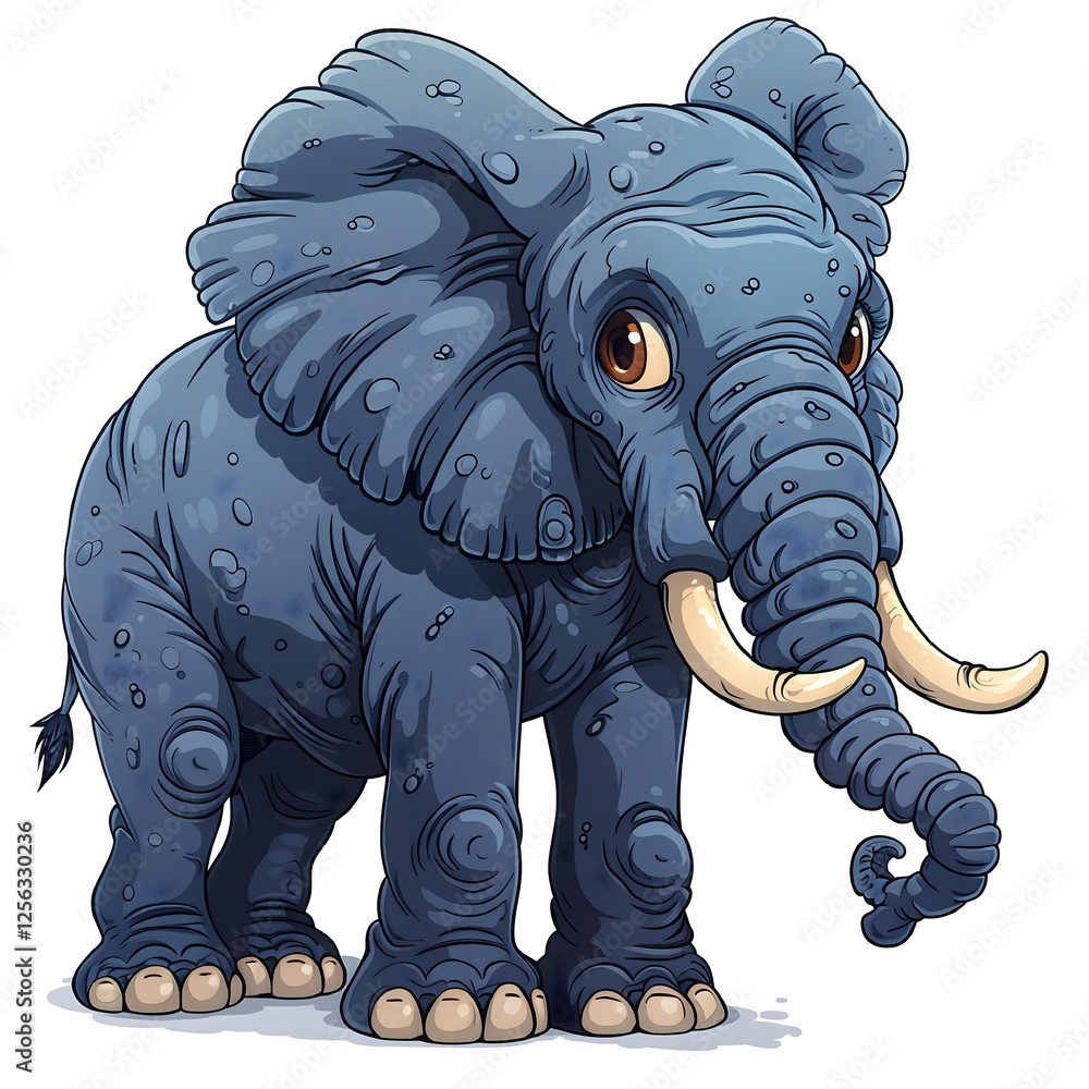 Obraz premium Playful African Elephant sticker, cheerful animal cartoon on transparent background