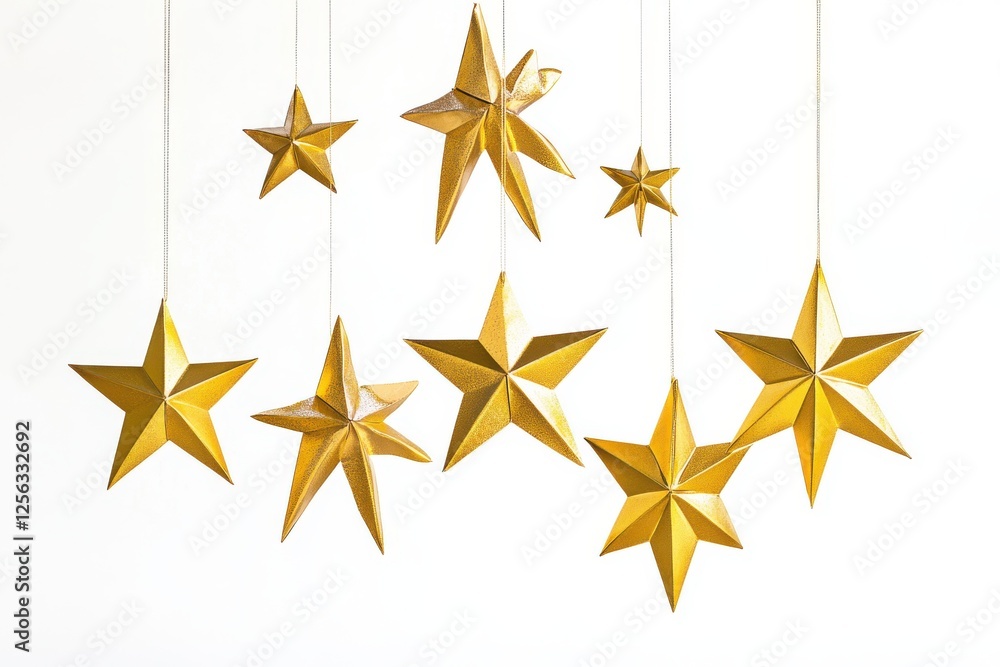 Obraz premium 3D Hanging Stars Decoration Isolated and White Background