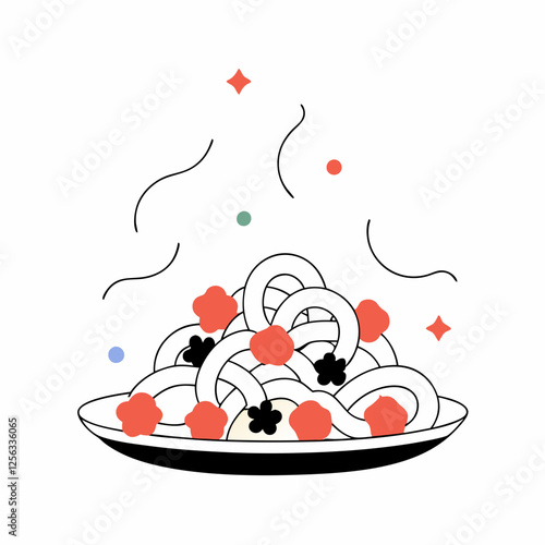 Minimalist Illustration of Pasta