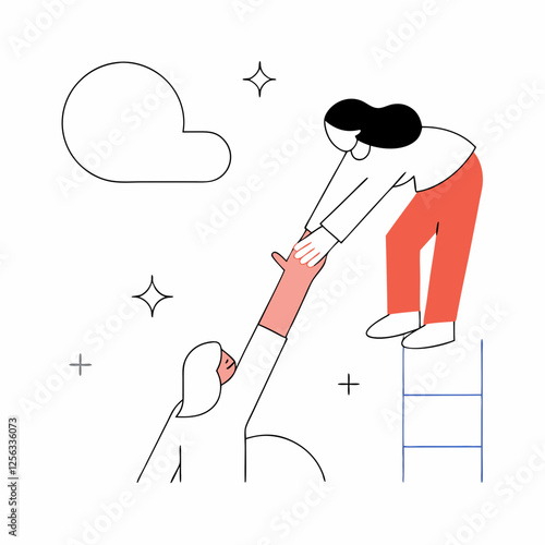 Minimalist Illustration of One Person Helping Another Up