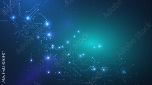 Abstract technology connect background lines and dots with hexagons. Modern hexagons technology concept design background. Vector illustration.