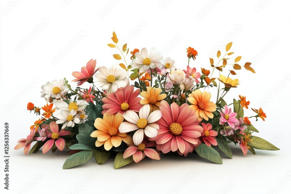 Obraz premium 3D Mixed Bouquet Isolated and White Background