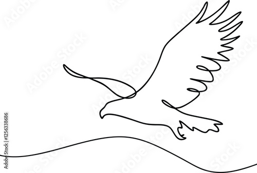 SingleLine Drawing of a Majestic Eagle in Flight