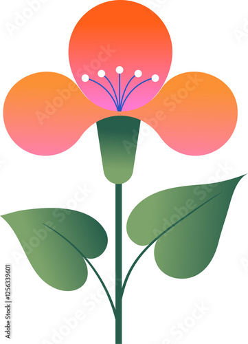 Colorful abstract geometric flower in Nordic folk style