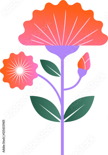 Colorful abstract geometric flower in Nordic folk style