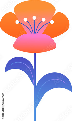 Colorful abstract geometric flower in Nordic folk style