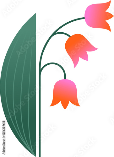 Colorful abstract geometric lily of the valley flower in Nordic folk style
