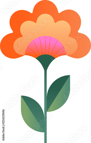 Colorful abstract geometric flower in Nordic folk style