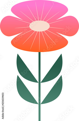 Colorful abstract geometric flower in Nordic folk style