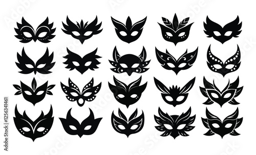 Carnival Masquerade Mask Icon Set