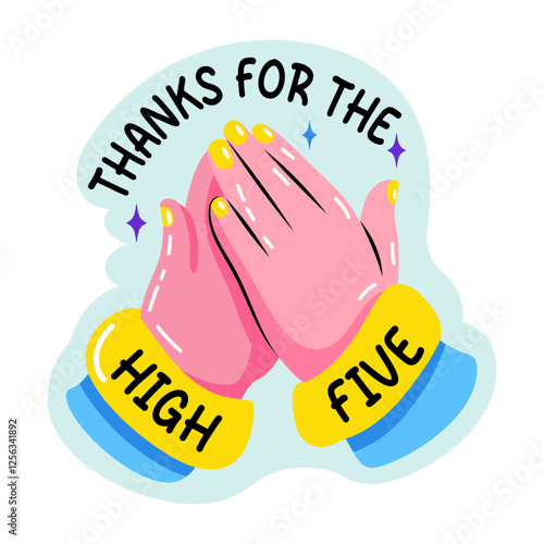 Thanks for the high five typography sticker in flat style