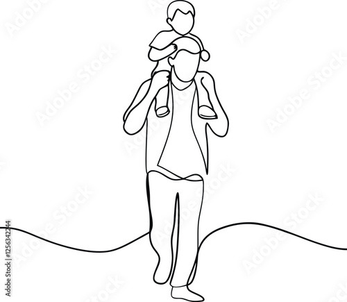 Father, Son, Continuous Line, Drawing, Artwork, Love, Family, Bond, Childhood, Happiness