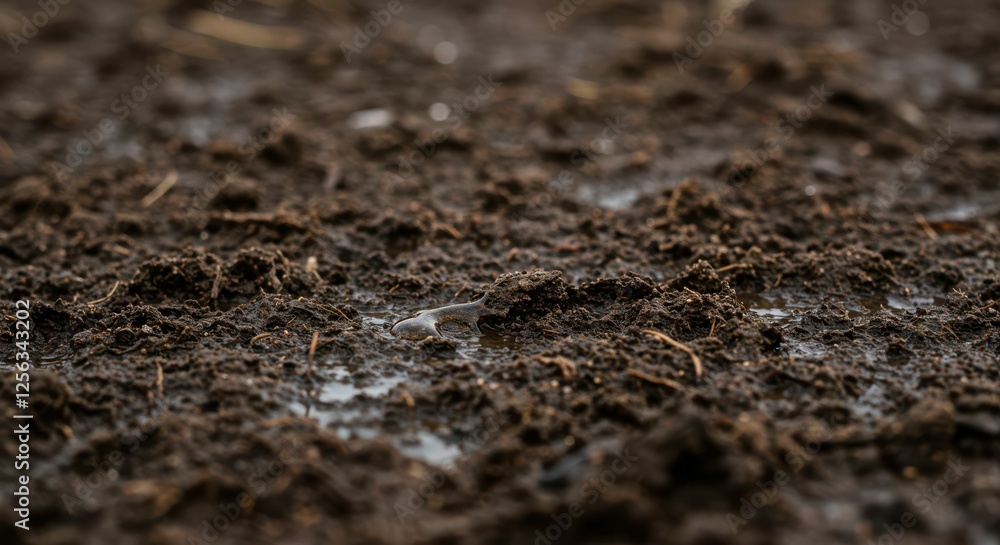 Close-up of moist soil texture with visible water droplets Close-up of moist soil texture with visible water droplets