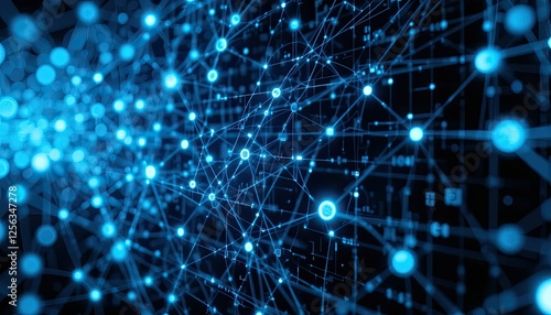 Fond numérique abstrait avec des lignes de connexion lumineuses bleues et un réseau détaillé