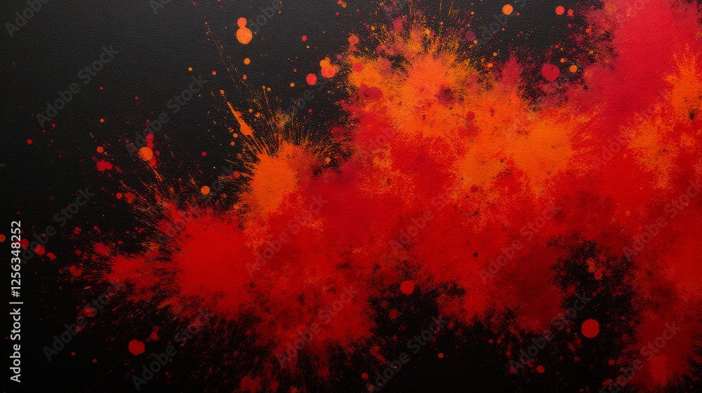 Vibrant Splashes of Red Paint on Black Background Abstract Art Vibrant Splashes of Red Paint on Black Background Abstract Art