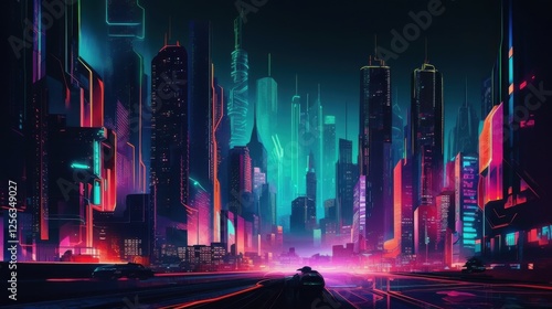 Vibrant Neon Cityscape at Night