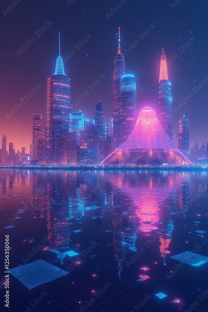 Fototapeta premium Neon Future City