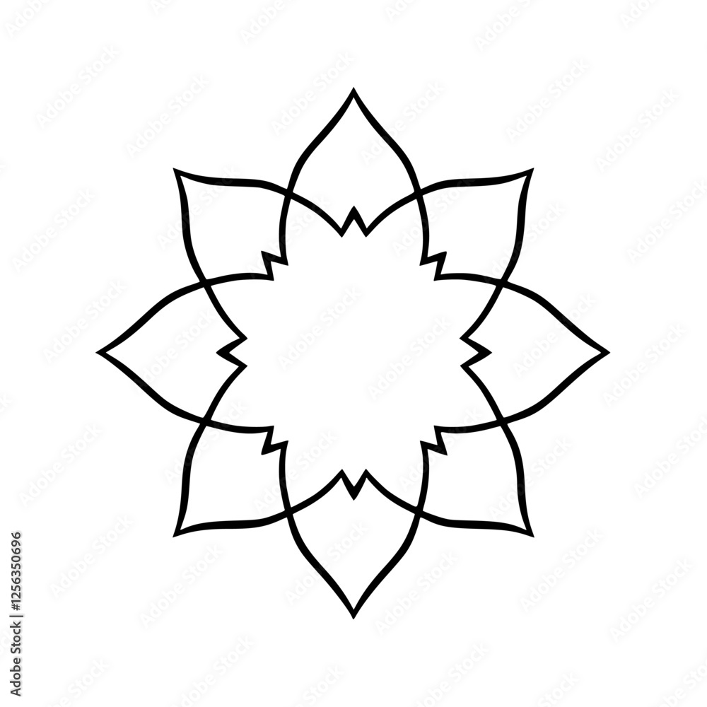 Black and white symmetric floral design on a white background, minimal, abstract, geometrical. Black and white symmetric floral design on a white background, minimal, abstract, geometrical.