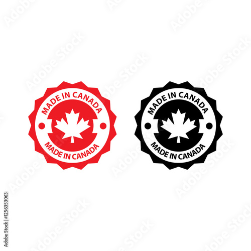 made in Canada icon set. Canadian product icon suitable for commerce business. badge, seal, sticker, logo, symbol in colored and black Variants. Isolated vector illustration