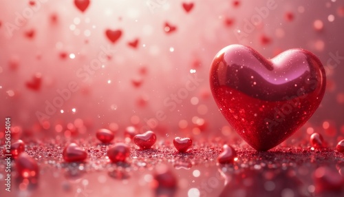 heart shaped balloons and bokeh background for Valentine's Day celebration