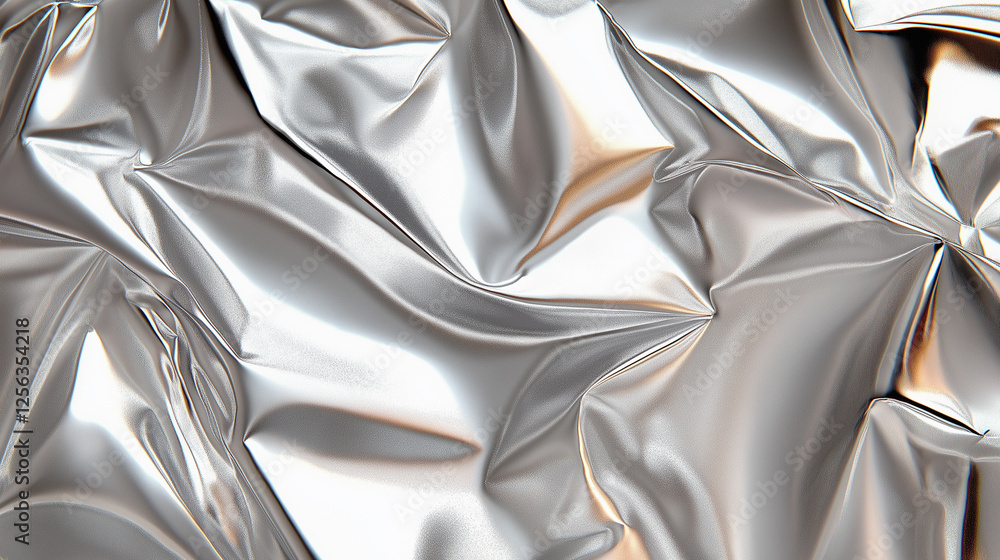 Shiny crumpled aluminum foil texture with reflective metallic surface creating abstract pattern of light and shadow for modern industrial and design backgrounds Shiny crumpled aluminum foil texture with reflective metallic surface creating abstract pattern of light and shadow for modern industrial and design backgrounds